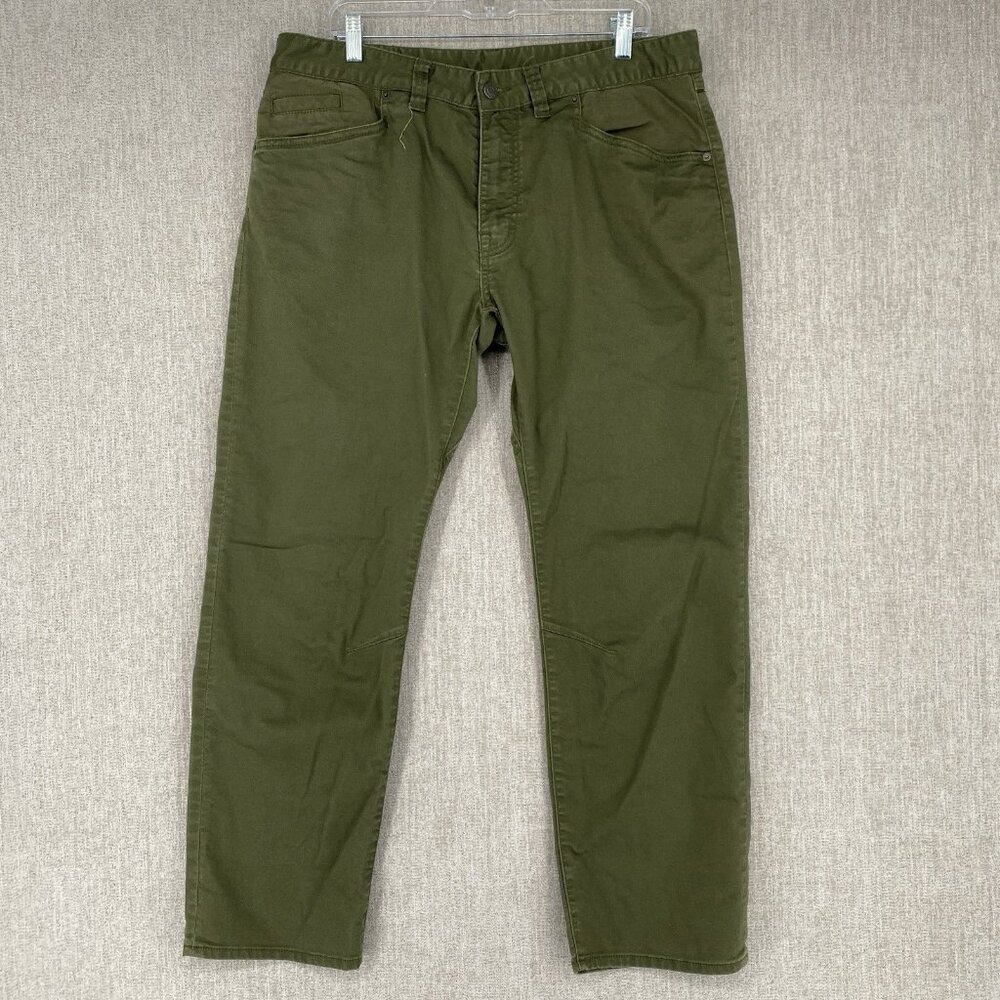 Prana Brion II Straight Fit Pants Men 36x30 Green Stretch Organic Cotton Hiking